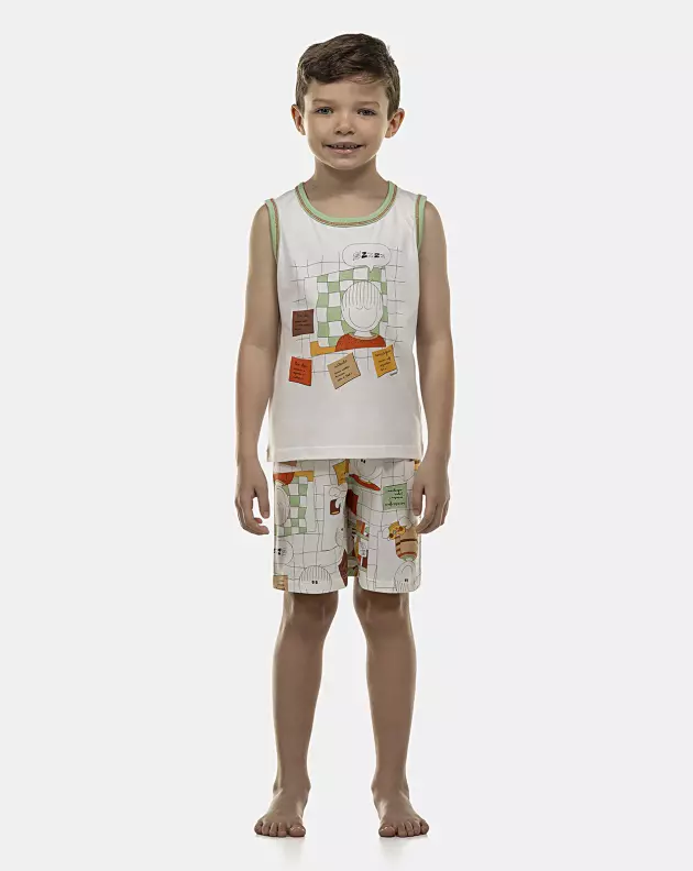 Pijama Masculino Kids Regata Machão e Bermuda