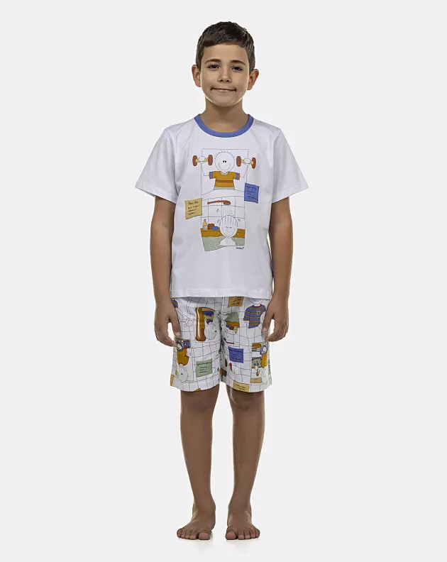 Pijama Masculino Kids Manga Curta e Bermuda