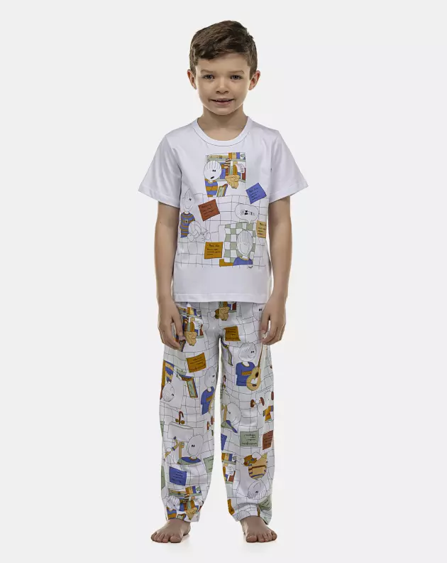 Pijama Masculino Kids Manga Curta e Calça