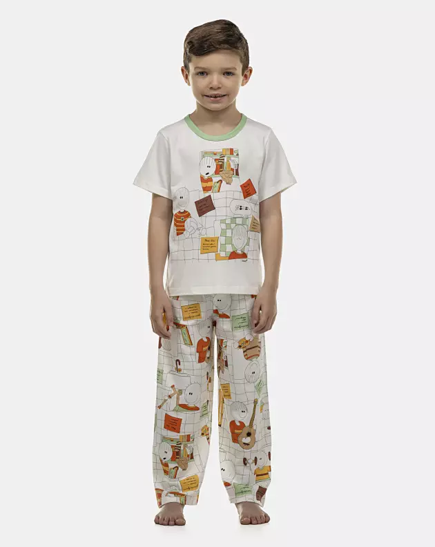 Pijama Masculino Kids Manga Curta e Calça
