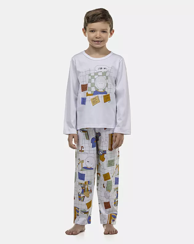 Pijama Masculino Kids Longa Curta e Calça