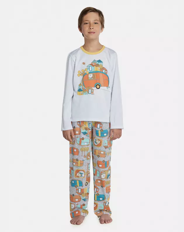 Pijama Masculino Kids Manga Longa e Calça