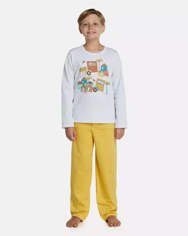 Pijama Masculino Kids Manga Longa e Calça Moletinho