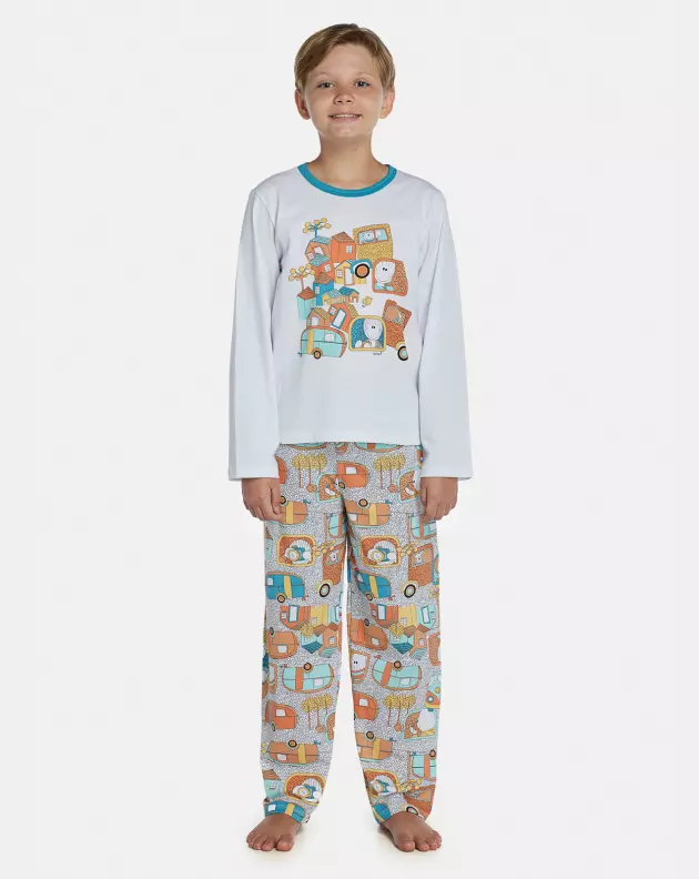 Pijama Masculino Kids Manga Longa e Calça