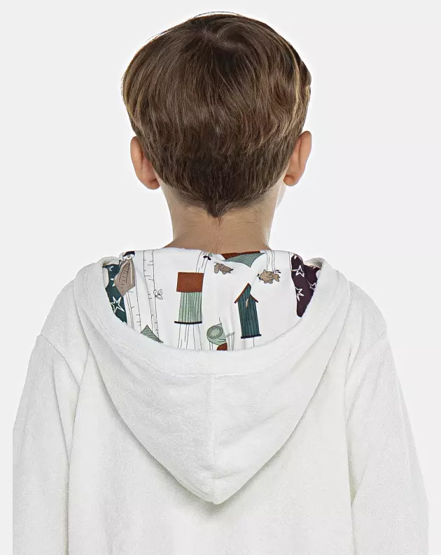Roupão Masculino Kids Manga Longa Fechado Com Capuz Atoalhado