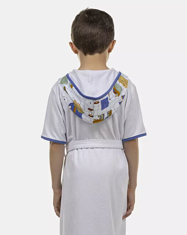 Roupão Masculino Kids Manga Curta Atoalhado Com Touca