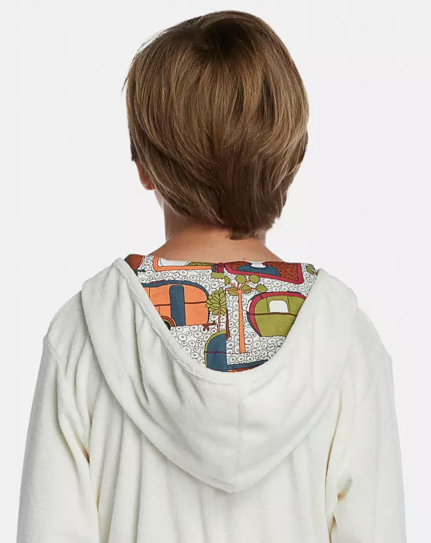 Roupão Masculino Kids Manga Longa Transpassado Com Capuz Atoalhado