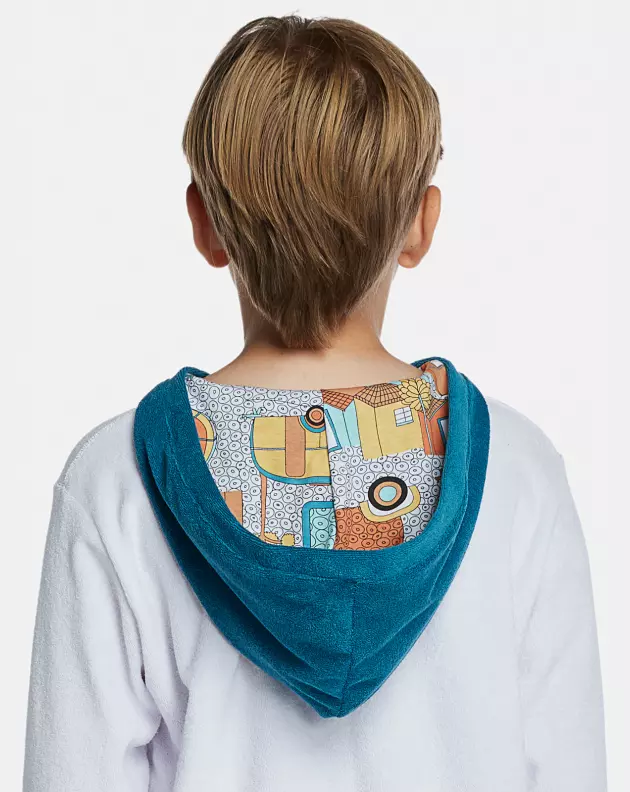 Roupão Masculino Kids Manga Longa Fechado Com Capuz Atoalhado