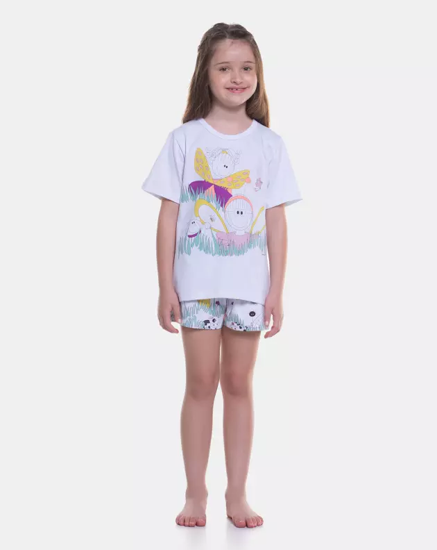 Pijama Infantil Feminino Curto Pat Annie e Nina