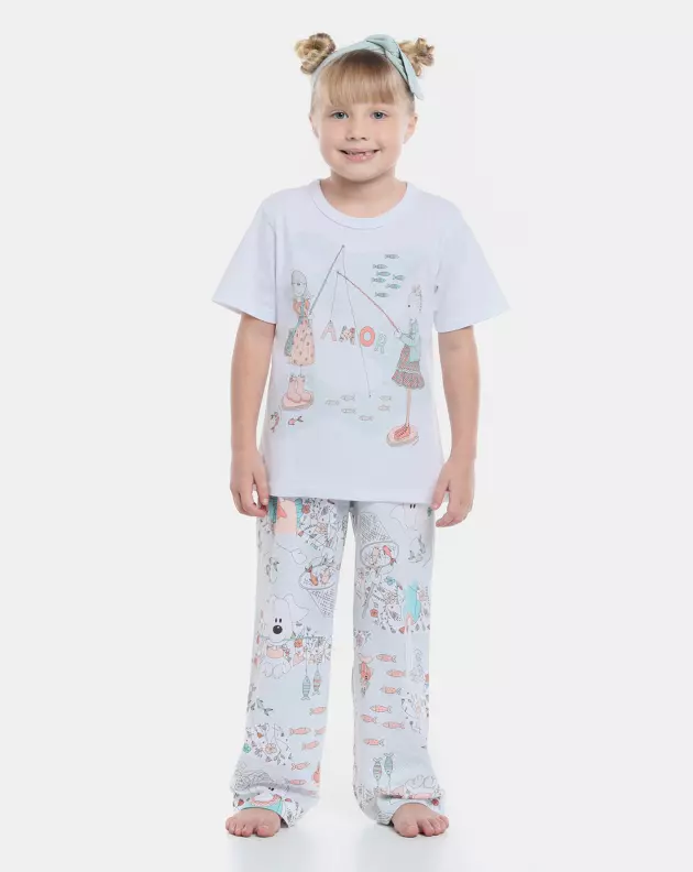Pijama manga curta e calça