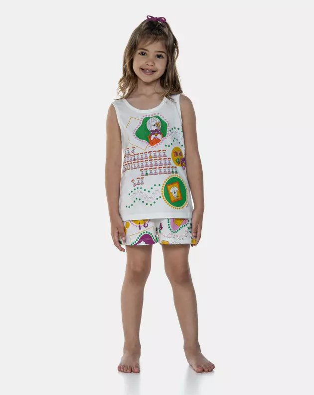Sonhart Loja Online | Conjunto de Pijama Feminino Infantil Regata e Short Pat e Ted