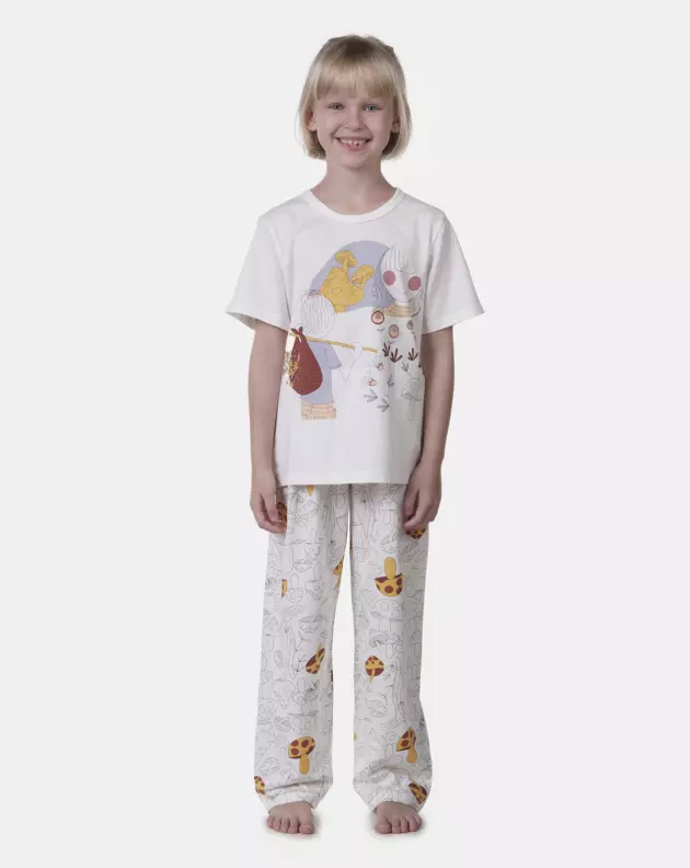 Pijama Infantil Feminino manga curta e calça