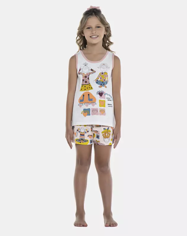 Pijama Feminino Kids Regata e Short