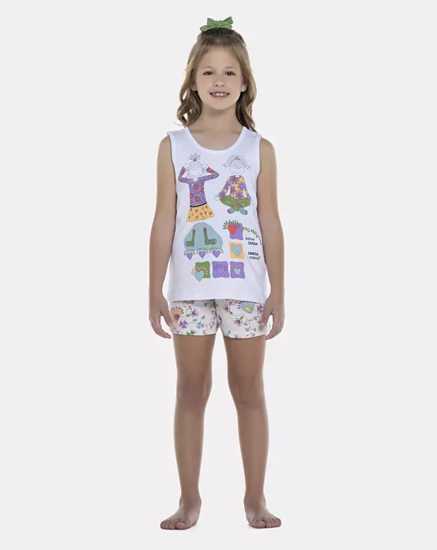 Pijama Feminino Kids Regata e Short
