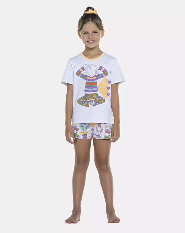 Pijama Feminino Kids Manga Curta e Short