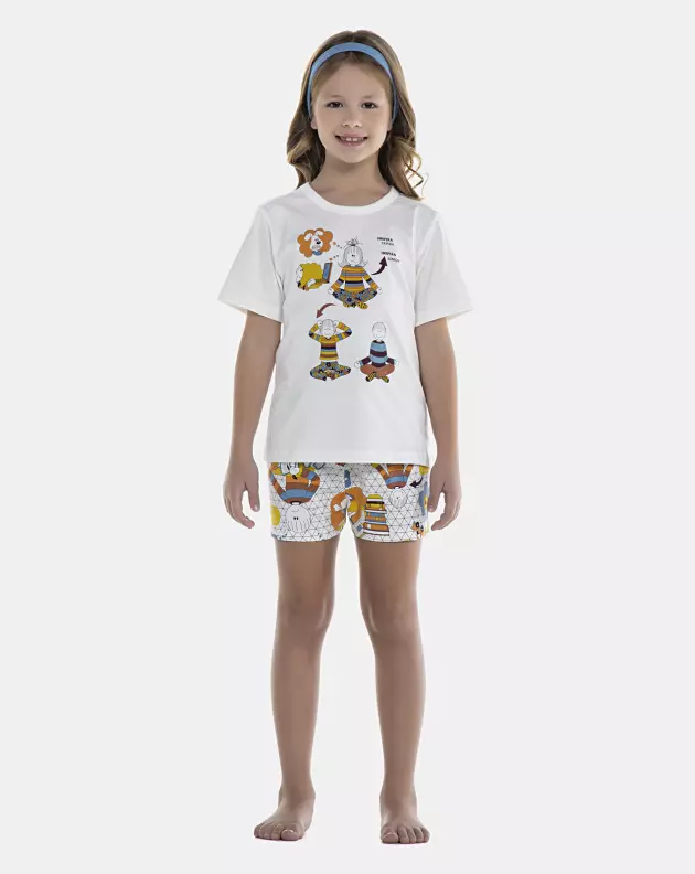 Pijama Feminino Kids Manga Curta e Short