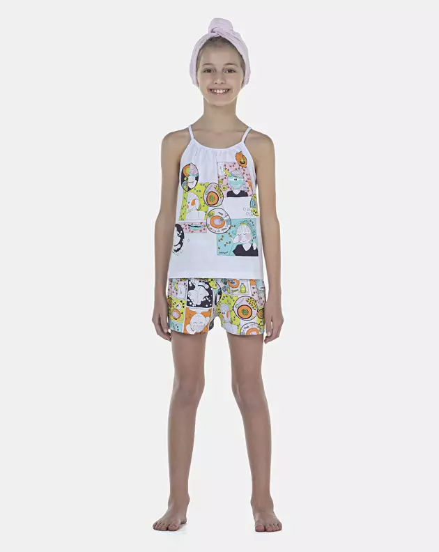 Pijama Feminino Kids Alça e Short