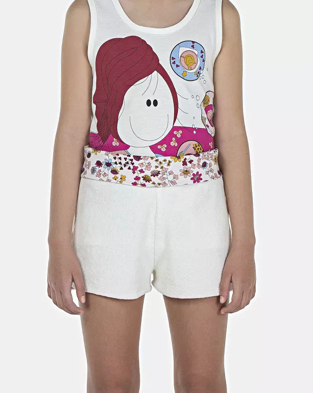 Pijama Feminino Kids Regata e Short Atoalhado