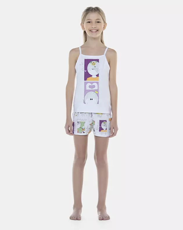 Pijama Feminino Kids Alça e Short