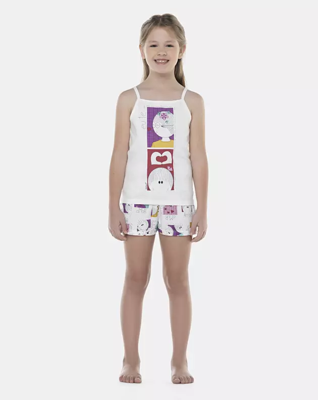 Pijama Feminino Kids Alça e Short