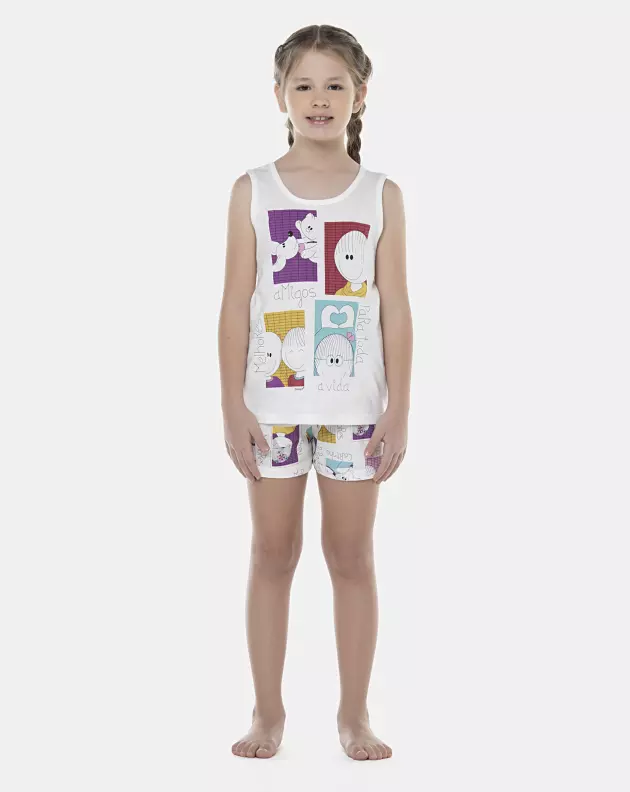 Pijama Feminino Kids Regata e Short