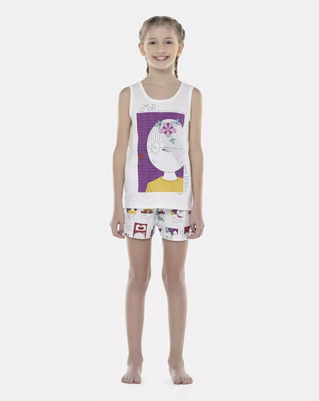 Pijama Feminino Kids Regata e Short