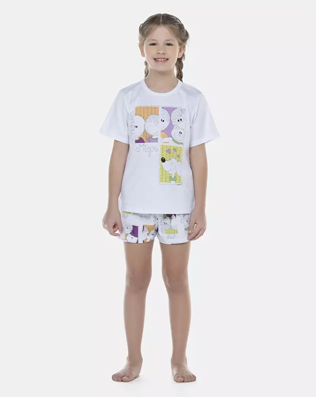 Pijama Feminino Kids Manga Curta e Short
