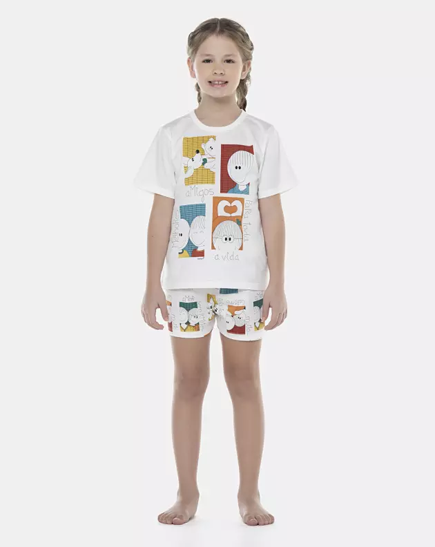 Pijama Feminino Kids Manga Curta e Short