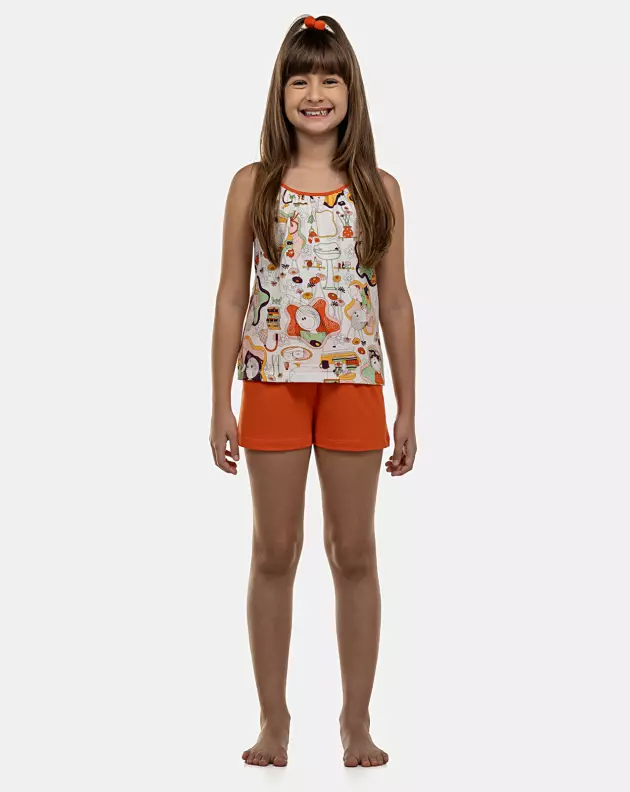 Pijama Feminino Kids Alça e Short
