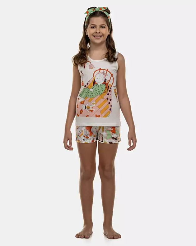 Pijama Feminino Kids Regata e Short