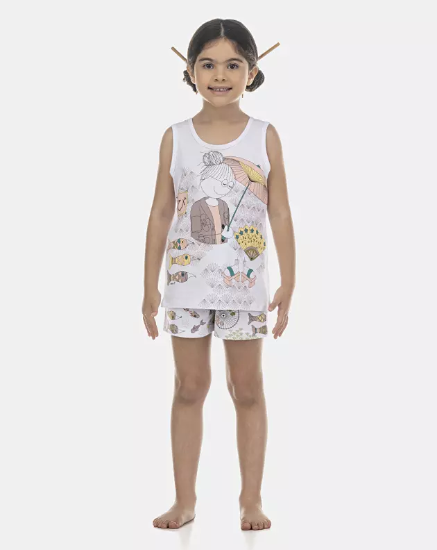 Pijama Feminino Kids Regata e Short