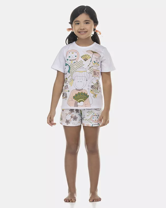 Pijama Feminino Kids Manga Curta e Short