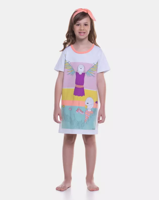 Pijamas Sonhart | Camisão Feminino Infantil manga curta Pat e Bill  