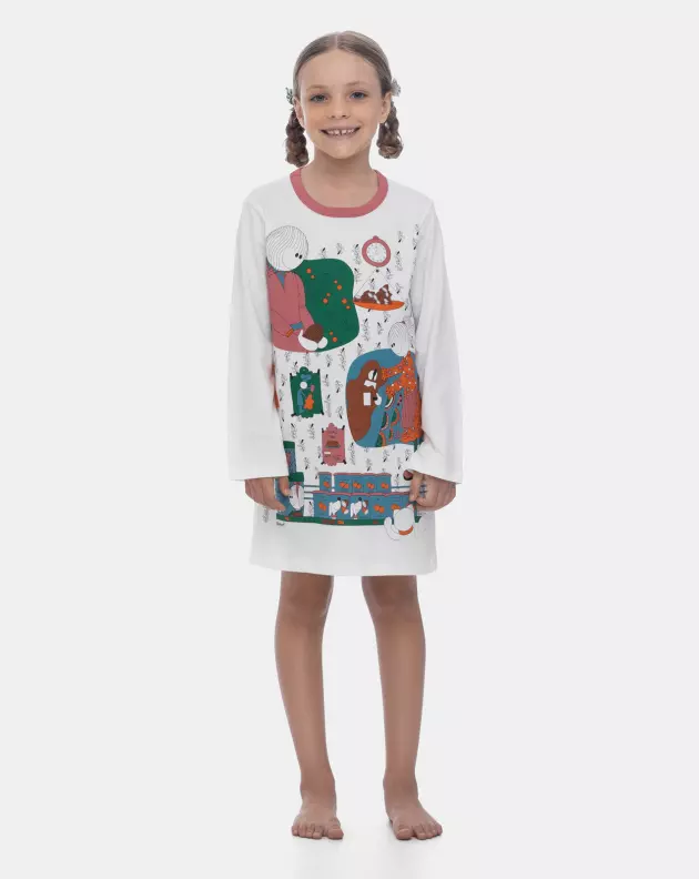 Camisão Pijama Infantil Manga Longa Estampa Pat