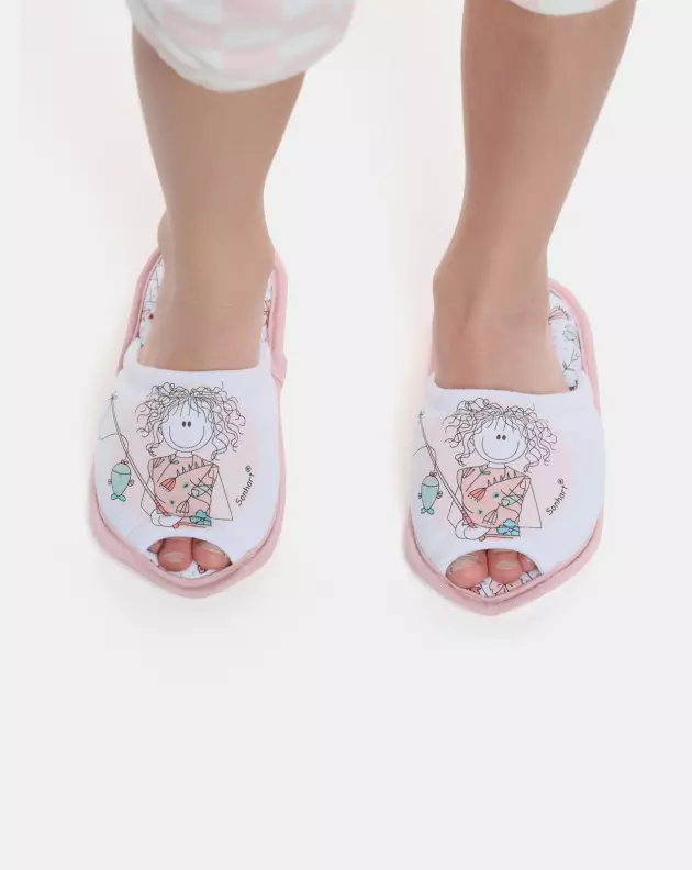 Pantufa Feminino Kids Com Abertura