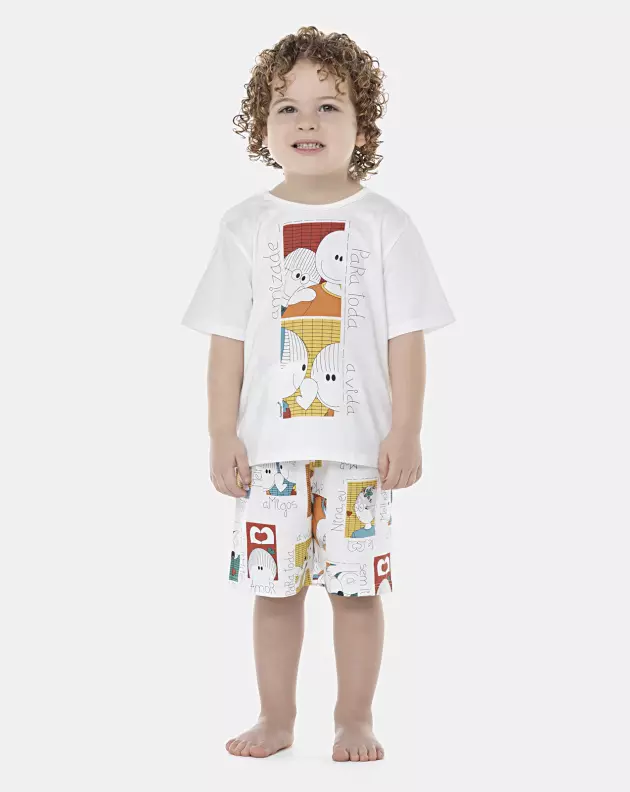 Pijama Masculino Baby Manga Curta e Bermuda