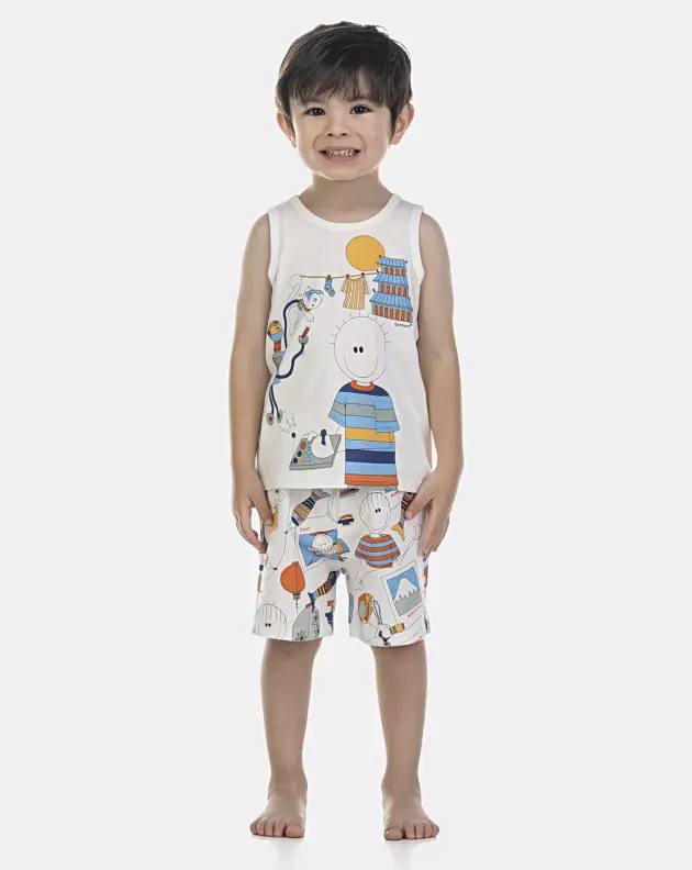 Pijama Masculino Baby Regata e Bermuda
