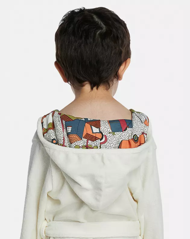 Roupão Masculino Baby Manga Longa Traspassado Com Capuz Atoalhado