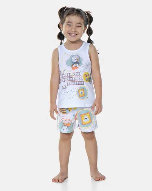 Pijama Feminino Infantil Regata e Short