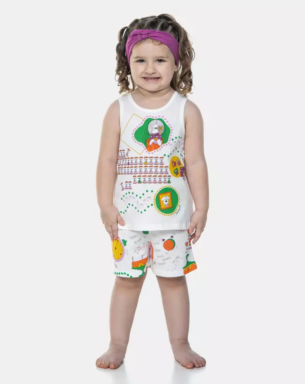Pijama Feminino Infantil Regata e Short Nina e Ted
