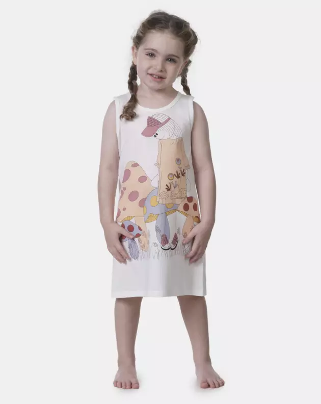 Pijamas Sonhart | Camisola Infantil Menina regata Média Estampa Pat     