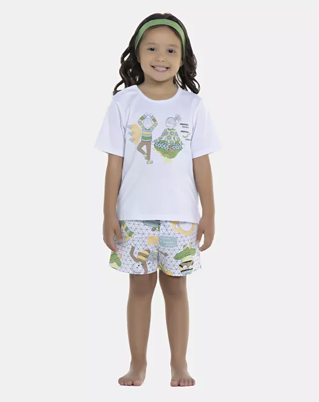 Pijama Baby Manga Curta e Short Unissex
