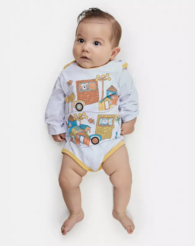 Kit Body Bebe Manga Longa Masculino