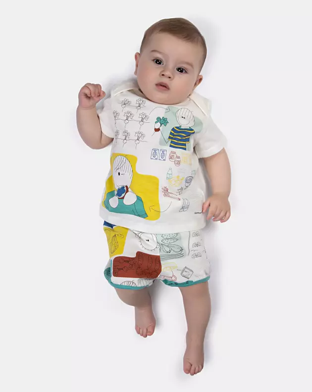 Kit mijão Curto Bebê Menino 3 Peças Estampado
