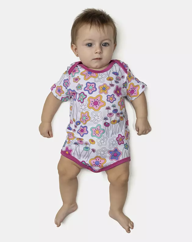 Kit Body Feminino Bebê Manga Curta
