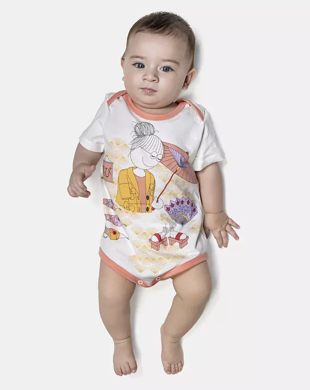 Kit Body Feminino Bebê Manga Curta