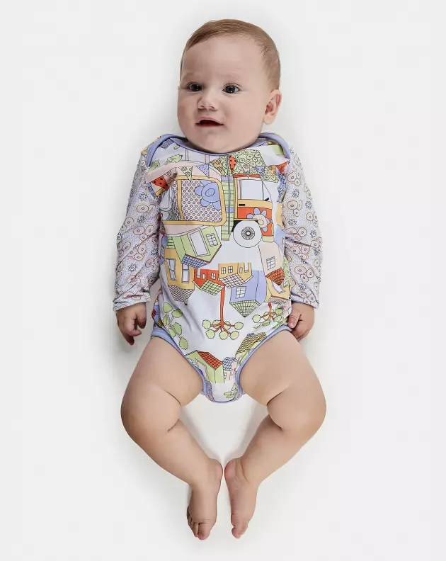 Kit Body Bebe Manga Longa Feminino