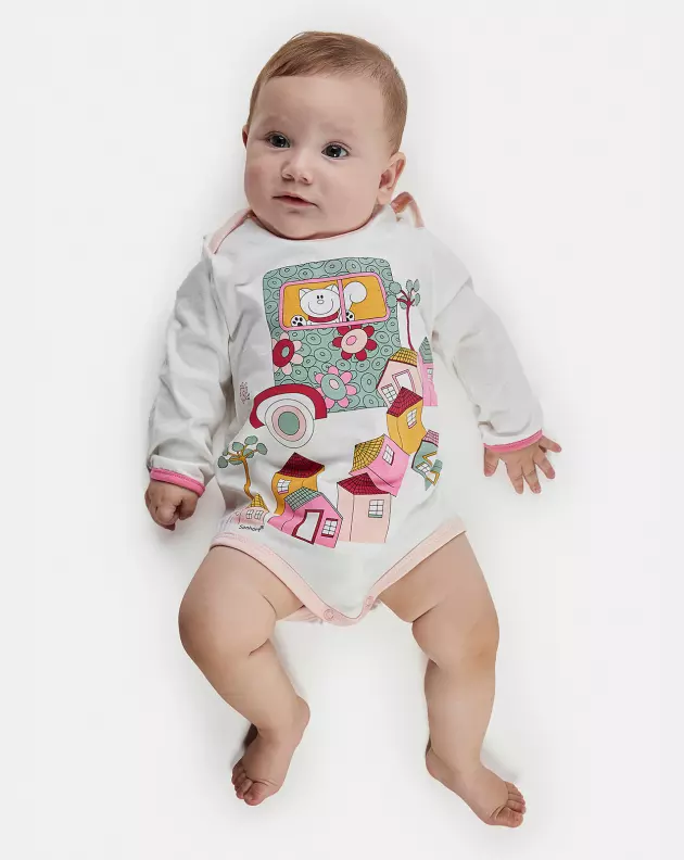 Kit Body Bebe Manga Longa Feminino
