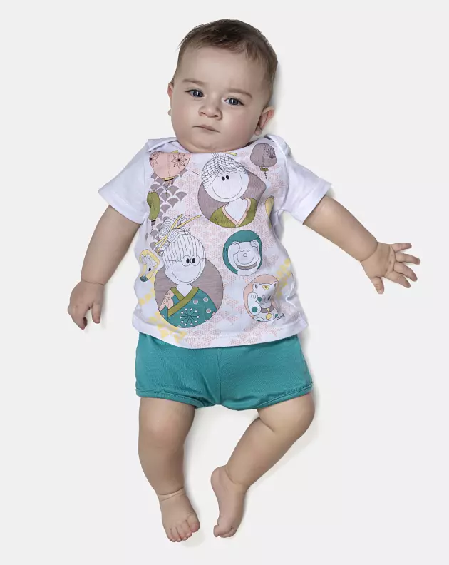 Kit Pagão Feminino Bebê Manga Curta