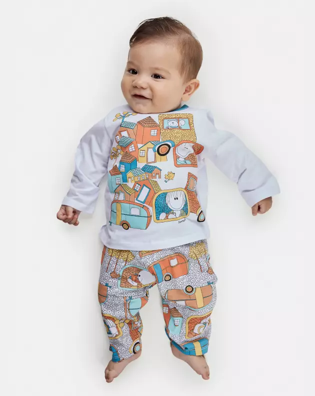 Pijama Unissex Bebê Manga Longa e Calça
